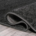 JONATHAN Y Haze Solid Low-Pile Black 4' Round Indoor Area Rug, Coastal,Bohemian,Minimalist,Classic, Easy-Cleaning for Living Room,Bedroom,Kitchen,Pet Friendly,Non-Shedding (SEU100I-4R)