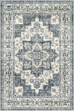Dripex Vintage Washable Area Rug - 5x8 Distressed Rugs for Living Room Bedroom Oriental Medallion Floral Print Carpet Low-Pile Indoor Soft Non-Slip Accent Rug Farmhouse Office Home Decor