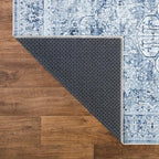 Bloom Rugs Washable Non-Slip 5' x 7' Rug - Ivory/Denim Blue Traditional Medallion Area Rug for Living Room, Bedroom, Dining Room, and Kitchen - Exact Size: 5' x 7'