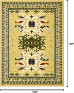 Unique Loom Taftan Collection Border Geometric Tribal Inspired Design Area Rug (9' 0 x 12' 0 Rectangular, Gold/ Gray)