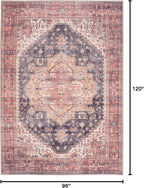 GLN Rugs Traditional Collection - Machine Washable Area Rug, Traditional Washable, Non Slip, Low Pile Chenille Rug, Living Room, Bedroom, Kitchen Rug (8' x 10' Black/Terra)
