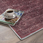 Fame Rugs Turkish Rug. Washable Vintage Oriental Antique Inspired Traditional Doormat Small Modern Area Rugs Luxury Entryway Entry Bedroom Bathroom Kitchen (395RR, 2'5 x 5')