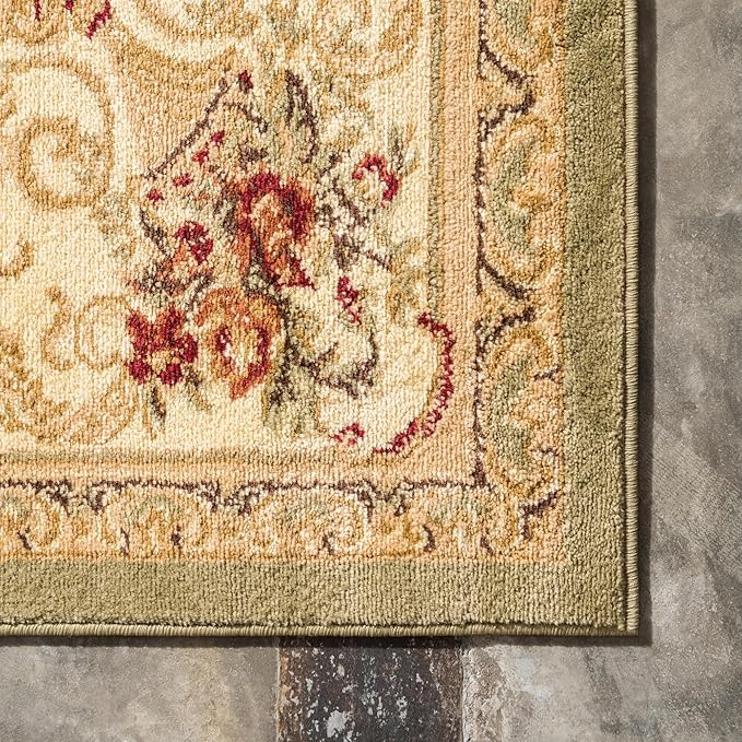 Rugs.com Chateau Collection Rug - 5 Ft Square Green Medium Pile Rug