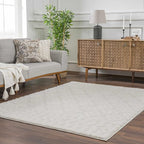 Hauteloom Eivin Living Room, Bedroom Area Rug - Plush Pile - Cream - 6'7" x 9'