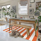 KOZYFLY Striped Rug 3x5 Ft Orange and White Halloween Fall Front Door Rug Hand Woven Area Rugs Washable Outdoor Doormats Indoor Entrance Mat for Front Porch Kitchen Entryway Patio Holiday