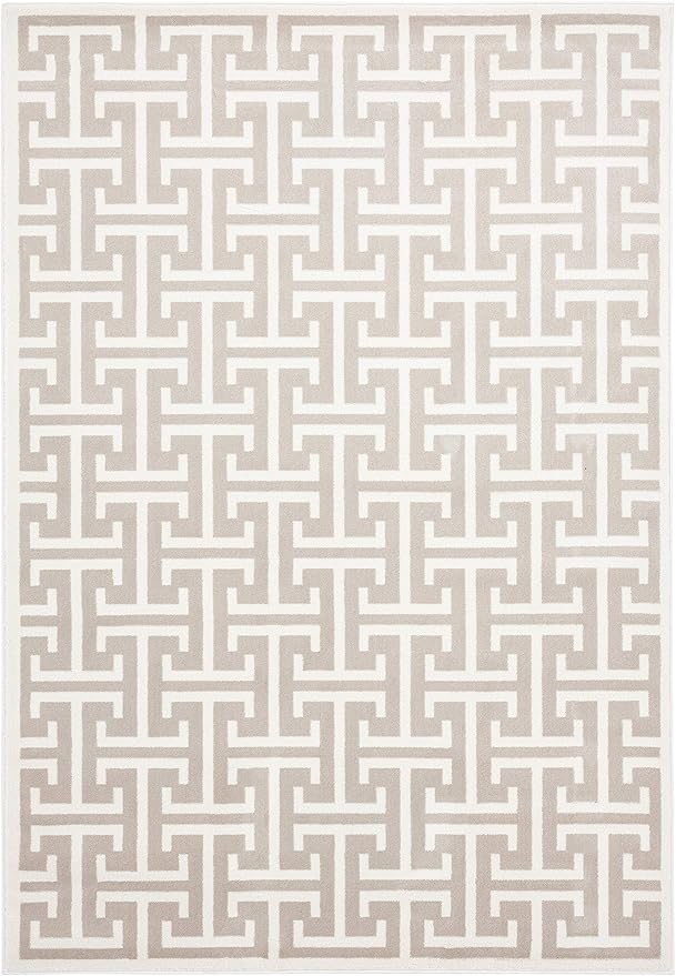 Abani Contemporary 3D Beige & White Modern Greek Key Pattern Area Rug - Geometric Meander 5'3" x 7'6" Arto Collection Neutral Rug Rugs