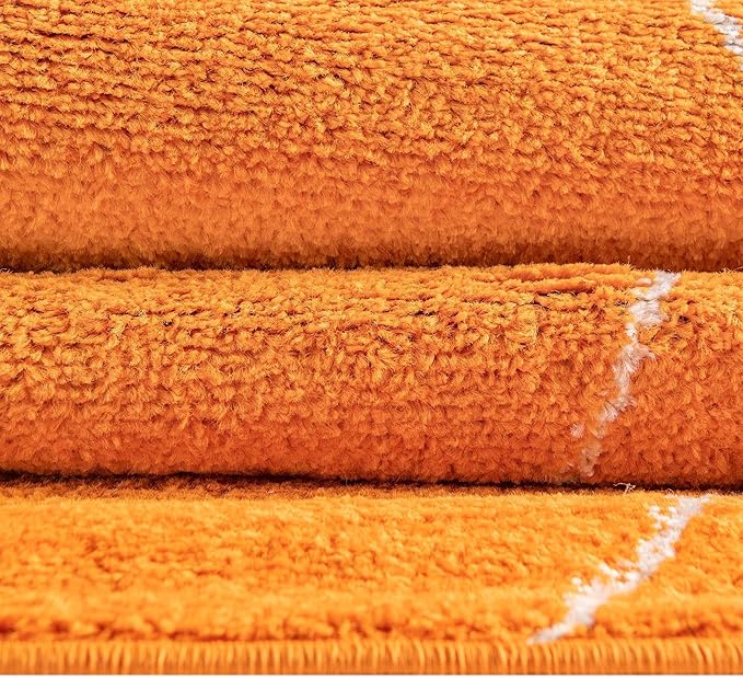 Unique Loom Trellis Frieze Collection Area Rug - Geometric (5' 1" Round, Orange/ Ivory)