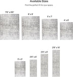 ReaLife Rugs Machine Washable Area Rug Runner - Living Room Bedroom Bathroom Kitchen Entryway Office - Padded Low Pile Stain Resistant Premium - Boho Farmhouse Vintage - Noor - Silver Ivory 2'6" x 8'