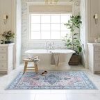 Washable Area Rug. Modern Farmhouse. Vintage. Turkish. Bohemian. Distressed. Oriental. Traditional. Rugs for Living Room. Dining. Bedroom. Office. Entryway. Foyer. (861NT, 7'5" x 9'8")