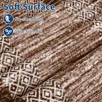 GarveeHome Modern Geometric Rug 4x6 Washable Rug for Living Room, Soft Non Shedding Indoor Carpet with Non Slip TPR Backing, Low Pile Thin Foldable Printed Floor Mats for Dining Room, Brown