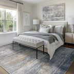 Bavni 8x10 Area Rugs, Abstract Modern Living Room Rugs, Large Machine Washable Rug Non-Slip, Soft Pet Friendly Rugs for Bedroom, Playroom, Dining Room, Blue/Light Grey