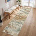GENIMO Runner Rug Non Slip 2'6"x8', Washable Rug Runner for Hallways Kitchen, Abstract Modern Kitchen Rugs, Low Pile Lightweight Carpet Runners for Entryway, Bedroom, Laundry, Orange Green