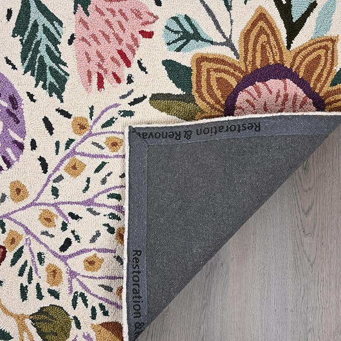 Hand-Tufted Floral Area Rug - Colorful Garden Design with Beautiful Flower Patterns - Modern Style Premium Carpet for Living Room & Bedroom or Kitchen (2.6'x12')