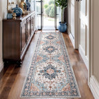Tangsoo Hallway Runner Rugs 2.6x14 Washable Runner Rug for Hallways, Non Slip Vintage Soft Low Pile Long Rug Runner, Oriental Carpet Runners for Kitchen Bedroom Entryway Living Room