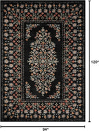 Loloi Rifle Paper Co. Laurel Collection LAU-02 Black 7'-10" x 10' Area Rug