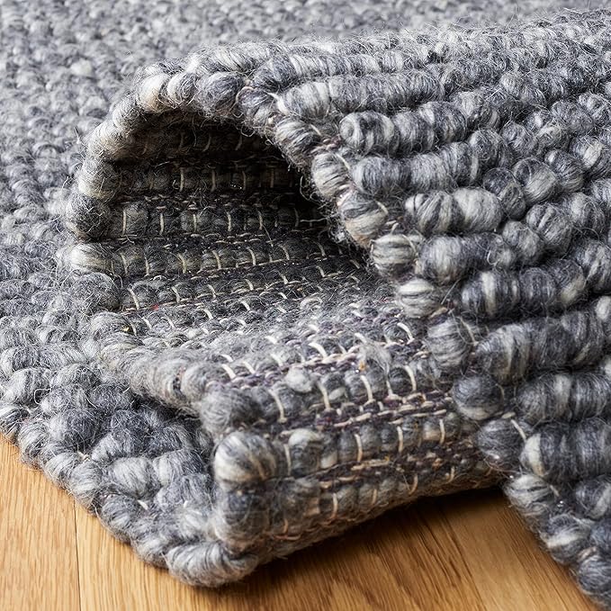 SAFAVIEH Natura Collection Runner Rug - 2'3" x 10', Dark Grey, Handmade Wool Blend, Textured Design, Ideal for Hallway, Bedroom, Foyer (NAT620H)