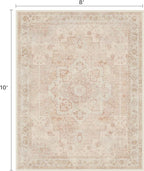 8x10 Area Rugs for Living Room, Machine Washable Non Slip Vintage Rugs, Low Pile Lightweigt Print Indoor Rug for Bedroom, Dining Room, Home Office, Pink
