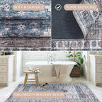 Washable Area Rug. Modern Farmhouse. Vintage. Turkish. Bohemian. Distressed. Oriental. Traditional. Rugs for Living Room. Dining. Bedroom. Office. Entryway. Foyer. (859NC, 5'9 x 8'9)