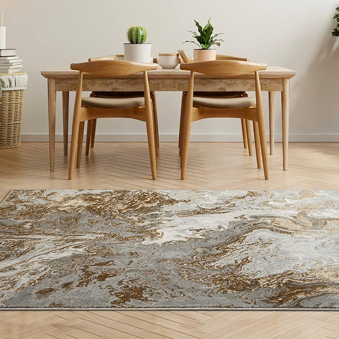 LUXE WEAVERS Marble Swirl Abstract Area Rug, Gray 6x9