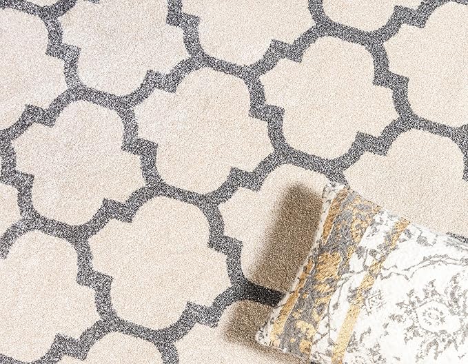 Rugs.com Lattice Collection Rug – 5' x 8' Beige Medium Rug Perfect for Bedrooms, Dining Rooms, Living Rooms