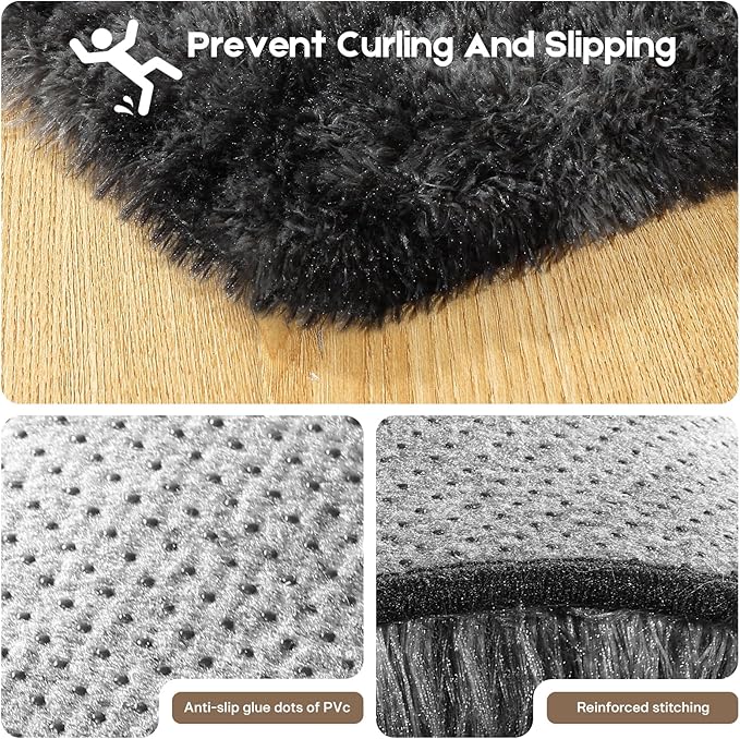 8x10 Area Rugs for Living Room, Fluffy Large Rugs for Bedroom, Soft Shag Fuzzy Non-Slip Carpet for Kids Boys and Girls Nursery Room Dorm Indoor Home Decor (Tie-Dyed Black Grey, 8ft x 10ft)