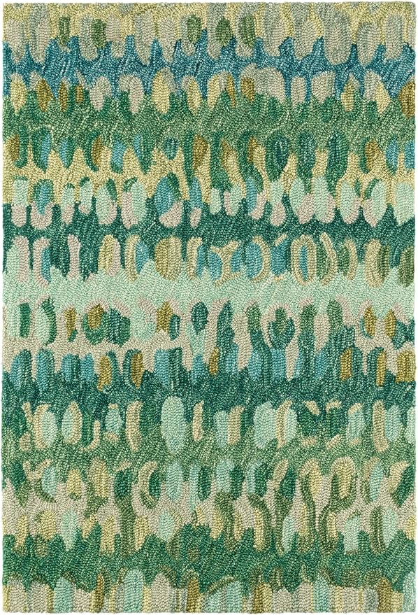 Dash and Albert Paint Chip Wool Area Rug - 2' x 3' Moss Graphic Hand Micro Hooked Accent Rug - Durable, High Traffic Areas Hallway, Living Room, Stairs