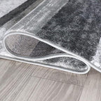 Superior Indoor Area Rug, Jute Backed, Modern Geometric Patchwork Floor Decor for Bedroom, Office, Living Room, Entryway, Hardwood Floors, Rockwood Collection, 4' x 6', Charcoal