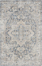 Nourison Home Astra Machine Washable Traditional Grey/Blue 4' x 6' Area Rug, Easy Clean, Non Shedding, Bed Room, Living Room, Dining Room, Kitchen (4x6)