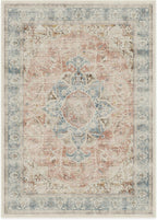RUGGABLE Washable Vintage Area Rug – Sarrah Coral 10x14, Stain-Resistant, Non-Slip – Large Machine Washable Rugs for Living Room, Bedroom, Hallway, Entryway & Office–with Cushioned Pad