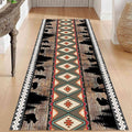 Southwestern Runner Rug, 2x10ft, Rustic Lodge Aztec Country Bear Decorative Runner Rug, Vintage Forest Birch Wild Animal Print Entrance Hallway Rug, Soft Non-Slip Carpet for Living Room Bedroom