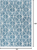 Rugs.com Lattice Trellis Collection Rug – 6' x 9' Blue Low-Pile Rug Perfect for Living Rooms, Large Dining Rooms, Open Floorplans