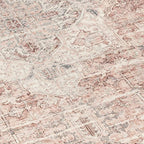 ReaLife Rugs Machine Washable Area Rug - Living Room Bedroom Bathroom Kitchen Entryway Office - Padded Low Pile Stain Resistant Premium - Boho Farmhouse Vintage - Lyle - Gray Ivory Blush 2'6" x 8'