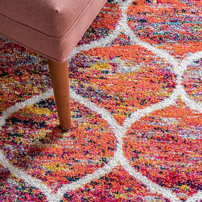 Rugs.com Lattice Frieze Collection Rug – 9' x 12' Multi Medium Rug Perfect for Living Rooms, Large Dining Rooms, Open Floorplans