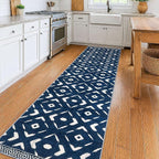 KILOCOCO Hallway Runner Rug 2.6'x10' Runners for Hallways Washable Runner Soft Non Slip Printed Geometric Low-Pile Rugs Runners for Bedroom Kitchen Living Room Boho Rugs, Blue