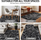Rugshop Abstract Marble Shag Area Rug Anthracite Dark Gray 4' x 6' Ideal for Small Living Rooms, Offices, or Beside The Bed