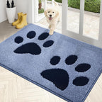 PURRUGS Dirt Trapping Door mat 33.5" x 59", Non-Skid/Slip Machine Washable Microfiber Entryway Rug, Dog Door Mat, Super Absorbent Welcome Mat for Muddy Wet Shoes and Paws, Light Blue