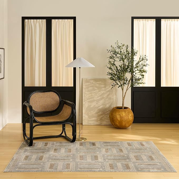 Nourison Home Nordic Grey Multicolor 4' x 6' Scandinavian Area Rug - Easy Clean, Non Shedding, Bed Room, Living Room, Dining Room, Kitchen (4' x 6')