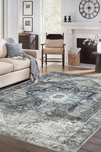 Keen Home Design 8x10 Rug - Machine Washable Area Rug with Non-Slip Backing, Ideal for Living Room, Dining Room, Bedroom - Vintage, Easy Clean, Durable, Low Pile - (8' x 10')