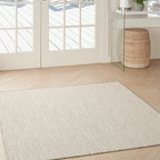 Nourison Home Courtyard Ivory Silver 5' x Square Area Rug - Easy Clean, Non Shedding, Bed Room, Living Room, Dining Room, Kitchen (5' x Square)