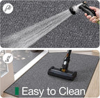 LUMI Ultra Thin Indoor Door Mat for Entrance 17"x30", Non Slip Entryway Mat, Low Profile Doormat, Unique Herringbone Design Carpet for Inside, Patio, Porch, Dark Gray