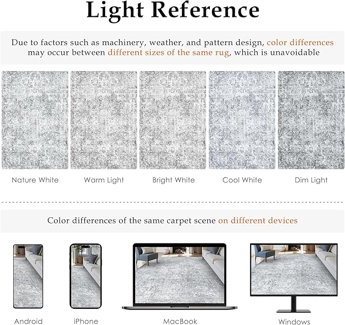 4x6 Area Rug Washable Vintage Entryway Living Room Carpet Indoor Office Non Slip Grey Entrance Distressed Low Pile Retro Accent Throw Rug for Dining Room Bathroom Bedroom Laundry