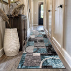 Rugshop Contemporary Circle Design Runner Rug, Non-Shedding Carpet for Hallway, Kitchen, or Entryway, Gray, 2'7" x 12'