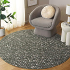 SAFAVIEH Adirondack Collection Area Rug - 6' Round, Green & Ivory, Geometric Design, Ideal for High Traffic Areas in Living Room, Bedroom & Dining Room (ADR104Y-6R)