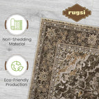 Washable Area Rug 6x9 | Non Slip Area Rug for Living Room, Bedrooms, Dining Room | Ultra-Soft Flannel Carpet Area with Rubber Backing (Dark Sage, 6x9)