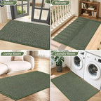 BEQHAUSE 20"x32" Entryway Rug Indoor Door Mat Non-Slip Washable, Hallway Rugs Absorbent & Stain Resist Hall Carpet Runner Rugs for Entryway, Front Door Floor Mats Laundry Room Rugs for Entry, Green