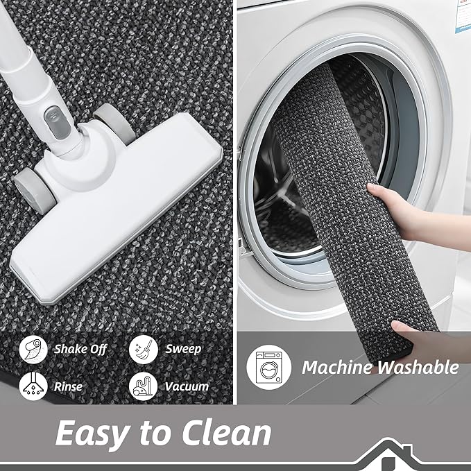 BEQHAUSE 2x3 Entryway Rug Indoor Door Mat Non-Slip Washable, Hallway Rugs Absorbent & Stain Resistant Hall Carpet Runner Rugs for Entryway, Front Door Floor Mats Laundry Room Rugs for Entry, Charcoal
