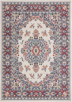 Home Dynamix Premium Sakarya Traditional Medallion Border Area Rug, Ivory/Red, 7'9"x10'8" Rectangle