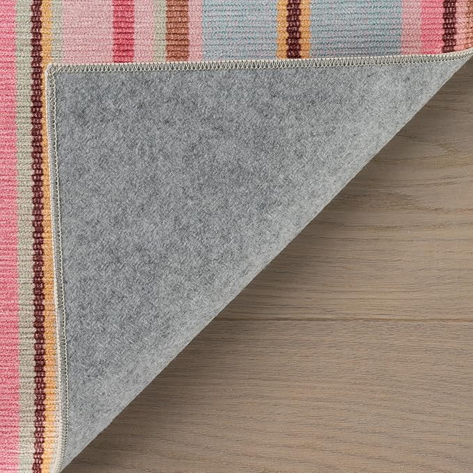 Dash & Albert Jamaica Stripe Multi Machine Washable Rug, 5 X 8 Feet, Blue/White Stripe Pattern