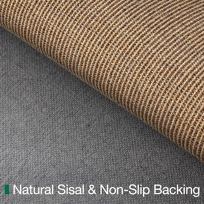 LUMI Handwoven Sisal Door Mat, Non-Slip Durable Entryway Mat, Welcome Front Doormat, Solid Floor Mats for Entrance, 20"x32", Brown Sisal