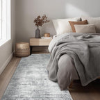 Modern Abstract Neutral Grey Kitchen Rugs Non Slip Washable Low Pile Bedside Rug Runners 2x6 Light Gray Floor Covering Carpet for Bathroom Laundry Room 2 x 6